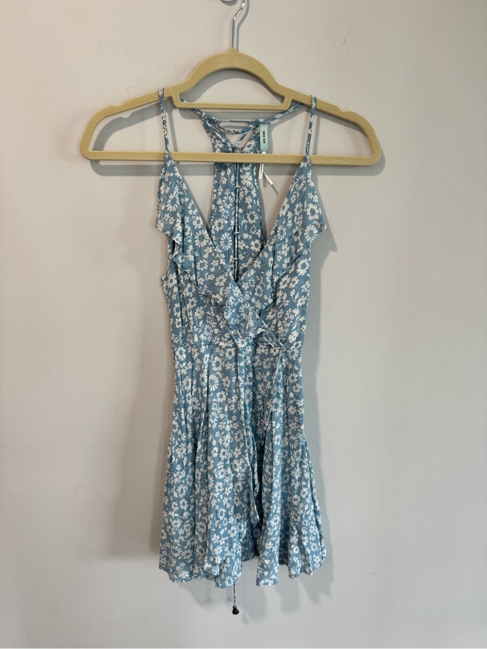 Urban Outfitters Light Blue and White Floral Mini Dress